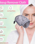 Makeup Remover Cloths for Face, Eye, Lips - Reusable Makeup Remover Pads Soft Microfiber Facial Cleansing Cloths 8 x 8 inch 12 Pack (Gray)