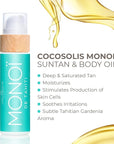 COCOSOLIS MONOI Tanning Accelerator - Organic Tanning Oil with Vitamin E & Monoi de Tahiti Oil for a Fast Intensive Tan - Tanning Enhancer for a Chocolate Tan - Nourishing Body Lotion (3.72)