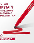 COVERGIRL Outlast, 30 Iconic Ruby, Lipstain, Smooth Application, Precise Pen-Like Tip, Transfer-Proof, Satin Stained Finish, Vegan Formula, 0.06oz