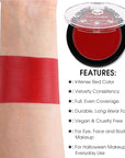 UCANBE Red Face & Body Paint Makeup Foundation, Professional Non-Toxic Cream Greasepaint, Oil-Based Face Painting Kit for Kids & Adults Party, Halloween SFX Devil Clown Vampire Costume Cosplay Makeup