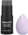 CCbeauty Dark Grey Face Paint Stick,Face Painting Kit,Non Toxic SFX Makeup For Grayscale Wolf Halloween Costume Cosplay,Professional FX Body Paint,Full Coverage Painting Foundation With Makeup Sponge