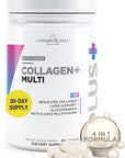 Livingood Daily Collagen Powder for Women & Men, Unflavored, Grass Fed Hydrolyzed Collagen Peptides, Protein & Multivitamins for Healthy Hair, Skin & Nails, Keto & Paleo, Gluten Free, 30 Servings