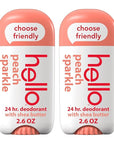Hello Peach Aluminum Free Deodorant for Women + Men, Natural Fragrance, Dermatologically tested, Baking Soda Free, Parabens Free, Dye Free, 24 Hour Odor Protection, (Pack of 2)