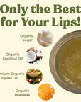 Earth's Daughter Organic Coconut Lip Scrub 0.7 oz - USDA Organic, Fair Trade, Sugar, Jojoba Oil, Beeswax, Coconut Oil, Calendula Extract