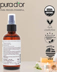 PURA D'OR 4 Oz ORGANIC Amla Oil, 100% Pure USDA Certified Premium Grade, Cold Pressed, Unrefined, Extra Virgin, Hair Serum & Thickening Hair Product w/Pump for Women & Men