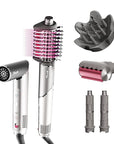 Shark FlexFusion Hair Dryer with Fusion Hair Brush, Diffuser, Ceramic Air Styler with Auto-Wrap Hair Curlers, Ceramic Plates, Metallic Mist HD642
