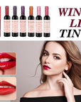 Wine Lip Tint 6 Colors Bottle Lipgloss Stain Waterproof Long Lasting Natural Liquid Lipstick Mini Make Up Gloss Matte Sticks Makeup Set Plumper Red Pack Set Wine 24 Hour Set Non-stick Cup