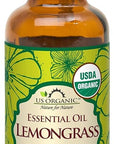 US Organic 100% Pure Lemongrass Essential Oil, USDA Certified Organic, Extracted by Steam Distillation Method, for Hair, Nail Polish Remover, Bees Attraction, and More. 30 ml