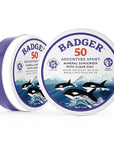 Badger Biodegradable Reef Safe Sunscreen, SPF 50 Mineral Sunscreen, 98% Organic Ingredients, Unscented, Water Resistant Adventure Sport Sun Cream, Travel Size 2.4 oz Tin