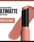 Maybelline Color Sensational Ultimatte Matte Lipstick, Non-Drying, Intense Color Pigment, More Blonde, Sandy Nude, 1 Count
