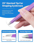 Expert Slant Tip Tweezers with Leather Case, GlamTweeler Sharp & Precision Stainless Steel Tweezer for Eyebrows, Facial Hair and Fine Hairs Removal (Violet)