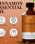 Cinnamon Essential Oil for Diffuser | 100% Pure & Natural | UNDILUTED Therapeutic Grade Cinnamon Oil | Perfect for Aromatherapy Relaxation Skin Care & More |3.38 fl. Oz