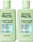 Garnier Fructis Hair Filler Moisture Repair Shampoo and Conditioner Set, Hair Care for Curly, Wavy Hair with Hyaluronic Acid, 10.1 Fl Oz, 2 Items, 1 Kit