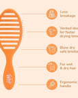 Wet Brush Speed Dry Hair Brush, Orange Crush (Summer Quencher) - Vented Design & Soft HeatFlex Bristles Are Blow Dry Safe - Ergonomic Handle Manages Tangles - Pain-Free Hair Accessories