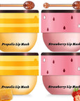 4 PCS Lip Mask Overnight, Honey&Strawberry Exfoliator