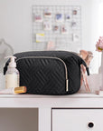 BAGSMART Travel Makeup Bag, Cosmetic Bag Make Up Organizer Case,Large Wide-open Pouch for Women Purse for Toiletries Accessories Brushes
