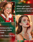 Mysense Red Silver Green Body Glitter Stick and 6 Pack Joy & Merry Christmas Bracelets Set,Christmas Gifts for Grandkids Teens Women,Festive Stocking Stuffers,Party Favors and Decorations