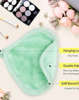 HOMEXCEL Makeup Remover Cloth 12 Count (Pack of 1), Reusable Makeup Remover Pads, Washable Ultra Soft Facial Cleansing Cloths for All Skin Types, 5 X 5 In, Green