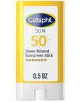 Cetaphil Sheer Mineral Sunscreen Stick for Face & Body, 0.5oz, 100% UVA/UVB Mineral Sunscreen: Zinc Oxide & Titanium Dioxide, Broad Spectrum SPF 50, For Sensitive Skin