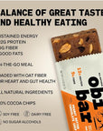 Obi Bar - Natural Protein and Fiber Bar | Snack or Meal Replacement | Heart Healthy Oat Fiber | Large Almond Chunks | Soy Free, Dairy Free | 2.4 oz bars, 12 Pack (Peanut Butter Chocolate Chip)