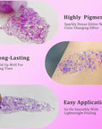 MEICOLY Chameleon Light Purple Hair Glitter,Chunky Face Body Glitter for Halloween,Color Changing Mermaid Face Glitter,Holographic Glitter Sequin for Face Body Hair,Festival Party Cheer Glitter Makeup