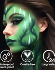 BADCOLOR Green Face Body Paint Stick, St Patrick's Day Blendable Eye Black Deep Green Face Painting Kit for Sports Camo, Halloween SFX Makeup Cosplay Joker Zombie Vampire Costume Parties