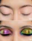 MAKI YIKA Glitter Eyeshadow Teal Liquid Multichrome Eyeshadows Long Lasting, Metallic Chameleon Eye Shadow Smudgeproof Holographic Eye Topper Glitters (#3 Dawn)