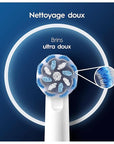 Oral-B Pro Sensitive Clean Electric Toothbrush Head, X-Shaped & Extra Soft Bristles for Gentle Brushing & Plaque Removal, Pack of 10 Toothbrush Heads, Suitable for Mailbox, White