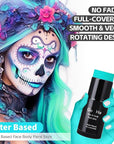 Go Ho Teal Face Body Paint Stick,Water Based Washable Face Paint Stick,Non-toxic Full-coverage Cream Teal Body Paint for Adults Children Halloween Sally Mermaid Skeleton Cosplay SFX Makeup