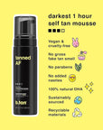 b.tan Dark Self Tanner Mousse | Get Tanned - Best, 1 Hour Express Sunless Tanning Foam, No Fake Tan Smell, Ultra Dark Bronzing Glow, Face & Body, Vegan, Cruelty Free, 6.7 Fl Oz
