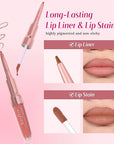 2-IN-1 Lip Liner and Lip Stain, High Pigmented Long Lasting Velvet Lip Tint, Well-Defined Lipliner, Weightless Waterproof Not Animal Tested, Matte Finish Makeup