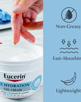 Eucerin Daily Hydration Gel Cream, Fragrance Free Body Moisturizer for Dry Skin, Enriched With Provitamin B5 and Sunflower Oil, 12 Oz Jar