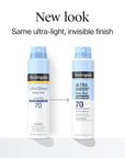 Neutrogena Ultra Sheer Body Mist Sunscreen Spray, Broad Spectrum SPF 70, Lightweight Spray Sunscreen, Non-Greasy & Water Resistant, Oil-Free & Non-Comedogenic UVA/UVB, 5 oz, Pack of 3