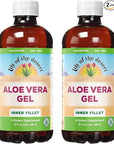 Lily Of The Desert Aloe Vera Gel - Inner Fillet Thicker Consistency Aloe Vera Drink with Natural Vitamins, Digestive Enzymes for Gut Health, Stomach Relief, Wellness, Glowing Skin, 32 Oz (Pack of 2)