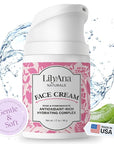 LilyAna Naturals Face and Neck Moisturizer for Women and Men - Moisturizer Face and Neck Cream for Dry Skin and Dark Spot Brightening - Rose and Pomegranate Extracts - 1.7oz
