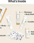 The Honest Company Fragrance Free Bathtime Gift Set | Hypoallergenic Bath Essentials for Sensitive Skin | Shampoo + Body Wash, Face + Body Lotion, Bubble Bath, Conditioner, Wash Cloth