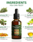Pure Rosemary Oil Blended with Castor, Sesame, Jojoba and Grapeseed Oils to Promote Hair Growth, Biotin and Strengthen Hair, Dark Glass Bottle with Dropper 2Fl Oz