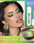 AMY'S DIARY Duochrome MultiChrome Chameleon Liquid Metallic Eyeshadow, High-Impact Multi-Dimensional Finish,Green Silky Smooth and High Pigment Holographic Glitter Eyeshadow Makeup (01#)