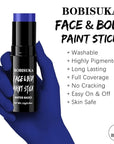 BOBISUKA Blue Face & Body Paint Stick Water-Based Washable Face Paint Makeup Stick for Halloween Avatar Smurf Mystique Skeleton Skull Clown, Cosplay, SFX, Sports Eye Black & Costume Party