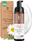 Self Tanner Mousse - USA Made with Natural & Organic Ingredients, Self Tanning Mousse Foam for Ultra Dark Fake Tan, Non Toxic Sunless Tanner for Darkest Streak Free Finish & Natural Looking Tan