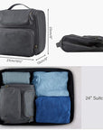 BAGSMART Hanging Toiletry Bag, Water-resistant Leather Dopp Kit, Large Travel Organizer for Full Sized Container, Grey