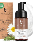 Self Tanner Mousse - USA Made with Natural & Organic Ingredients, Self Tanning Mousse Foam for Ultra Dark Fake Tan, Non Toxic Sunless Tanner for Darkest Streak Free Finish & Natural Looking Tan