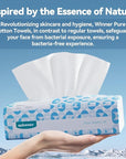Winner Soft Face Towels, 100% USDA Biobased Facial Towels, Unscented Cotton Tissues for Sensitive Skin, OEKO-TEX Certified Face Towelettes Disposable, Makeup Remover Dry Wipes, 600 Ct, 6 Pack