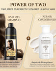 Natural Hair Dye Shampoo 3 IN 1, Hair Color for Gray Hair Coverage, Hair Coloring Shampoo for Women, Color Shampoo Beard Dye for Men, Vegan Ammonia Free (NATURAL MEDIUM BROWN)