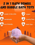 Halloween Bath Bomb for Kids with Surprise Toys Inside (6 Pack) - Large Pumpkin Spooky Bombs for Boys & Girls – Made in USA, Boo Basket Stuffers for Teens by Two Sisters
