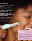 SPA SCIENCES - SIMA Patented Dermaplane Razor for Women Face – Painless 2-in-1 Facial Exfoliation & Peach Fuzz Hair Removal – Anti-Aging – 3 Speeds – Rechargeable – 19 Weeks Treatment