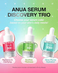 Anua Serum Discovery Trio, Mini Face Serum Travel Size Kit with Hyaluronic Acid, Niacinamide & Azelaic Acid, Hydrating Soothing Gift Set for Women, Korean Skincare Set -10ml/0.33fl.oz × 3EA