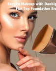 Foundation Makeup Brush Flat Top Kabuki Hexagon Face Blush Liquid Powder Foundation Brush for Blending Liquid, Cream or Flawless Powder Cosmetics with Bonus Protective Case (Champagne)