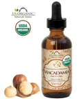 US Organic Macadamia Nut Oil Unrefined Virgin, USDA Certified Organic, Pure & Natural, Cold Pressed, Sourced in Kenya, in Amber Glass Bottle w/Glass Eye dropper for Easy Application (2 oz (Small))