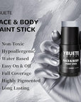 Silver Face Body Painting Stick, Professional Silver Full-coverage Cream Face Paint for Halloween SFX Cosplay Makeup, Washable Eye Body Stick for Adult Costume Party